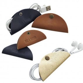 Organisateur de câbles en cuir personnalisé avec logo c...